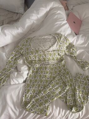 Roller Rabbit Cream and Green Monkey Print Romper